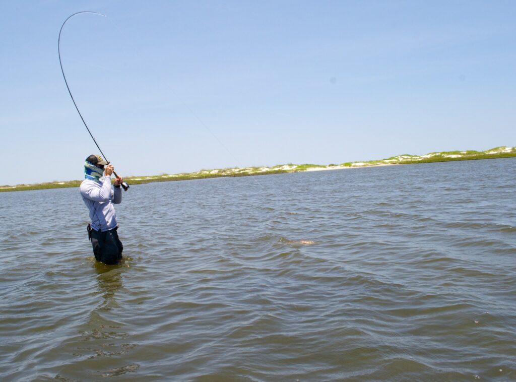 Wade fishing flood tides