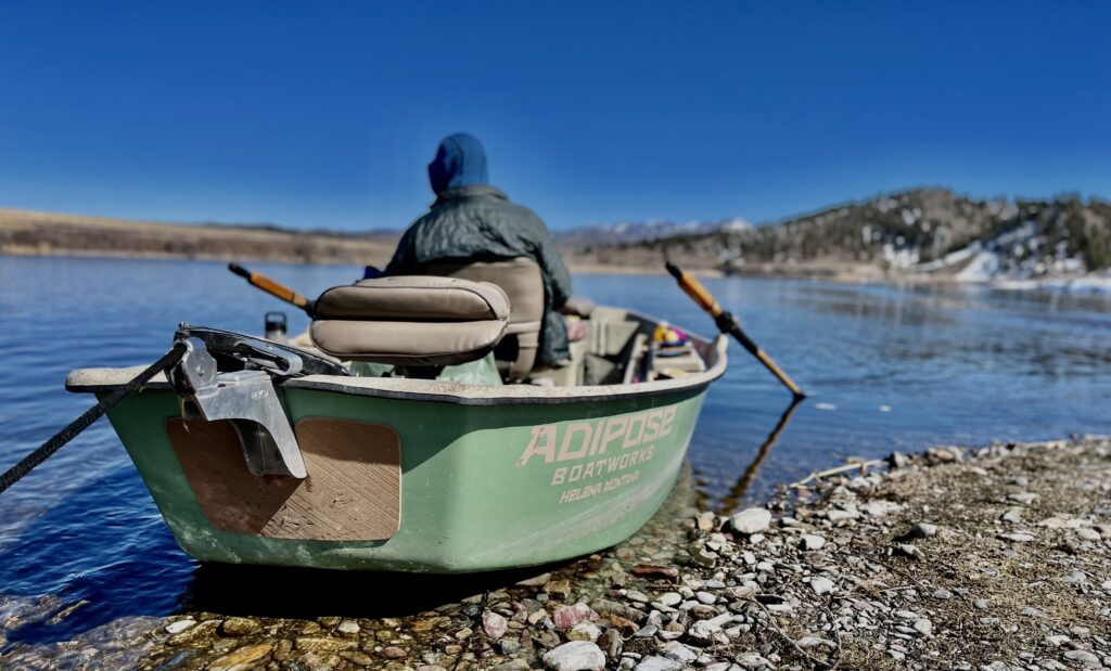 Fly fishing from a drift boat